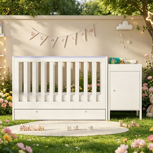 White baby cot - cot, crib