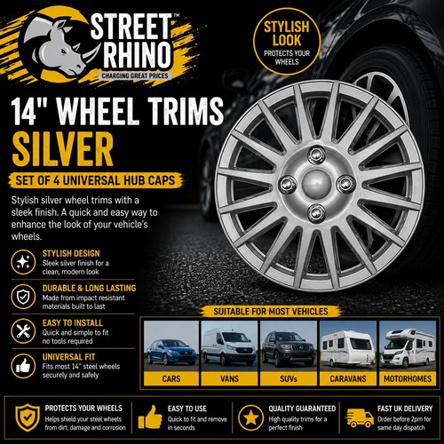 Silver wheel trims covers - 14",